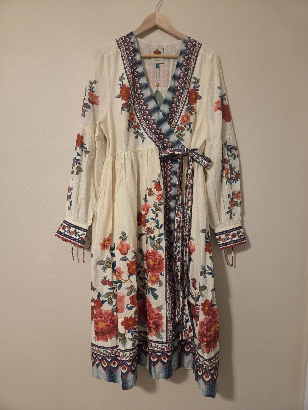 FARM Rio Mosaic Sands Floral Wrap Midi Dress - Picture 5 of 7
